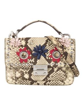 Rebecca Minkoff Snake-Print Small Christy Shoulder Bag with Floral and Studs